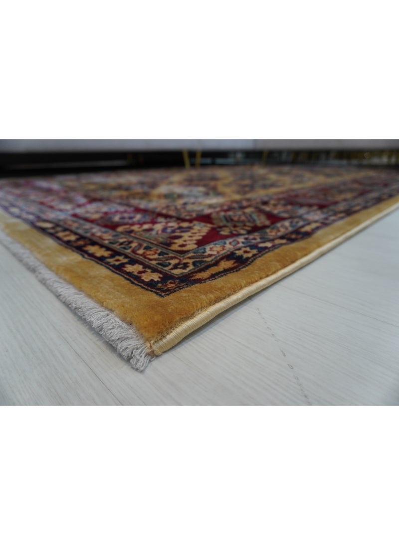 سجادة فلوريدا الكلاسيكية التركية 150×230 سم - لون الخردل والأحمر القرمزي - سجادة تقليدية - صنع في تركيا - سجادة لغرفة المعيشة والمجلس - Image 5